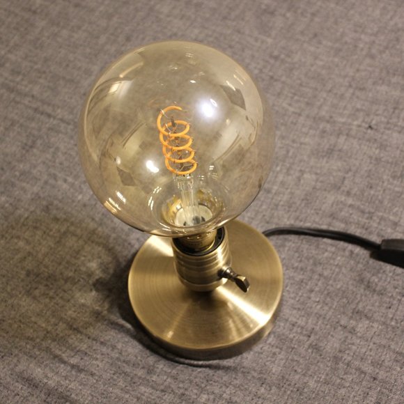 Ikea Megagram Brushed Metal Brass Table Lamp (with Large Globe Bulb) - Picture 2 of 6